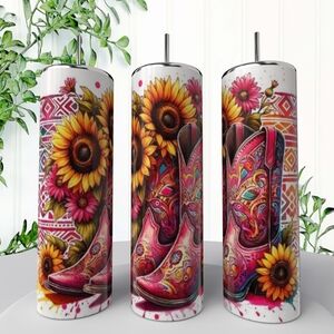 Colorful Sunflower and Boot Tumbler
